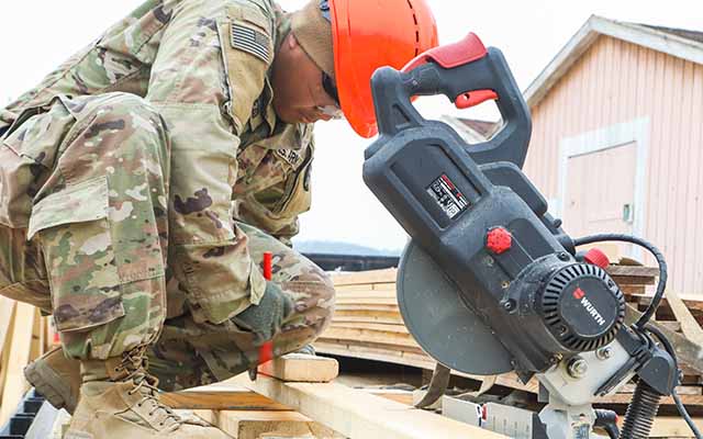 A Soldier performing construction.